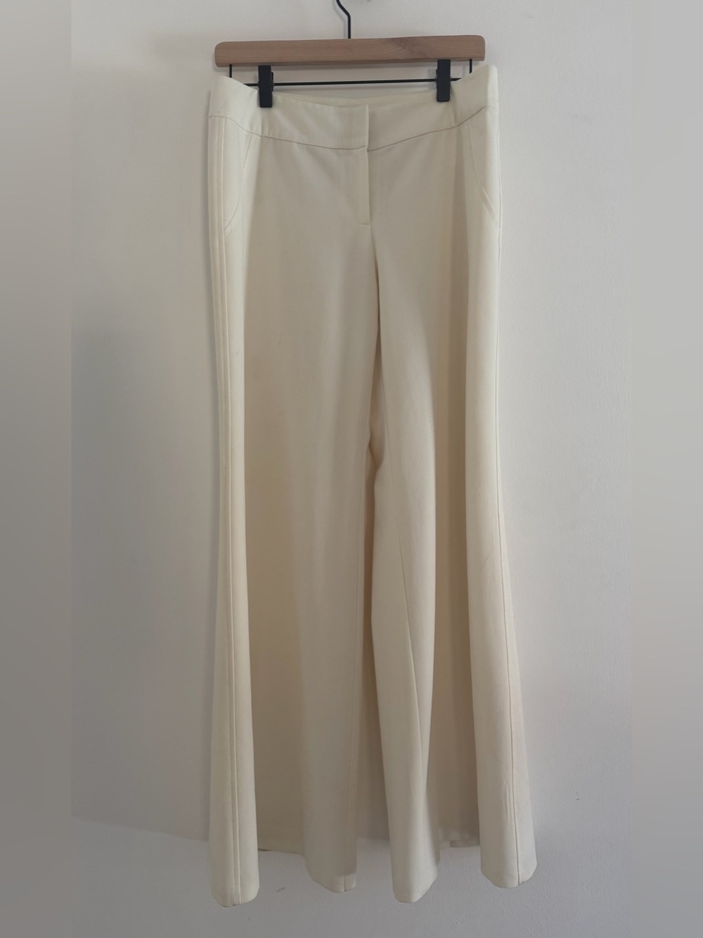 Elegant Cream Wide-Leg Women's Pants